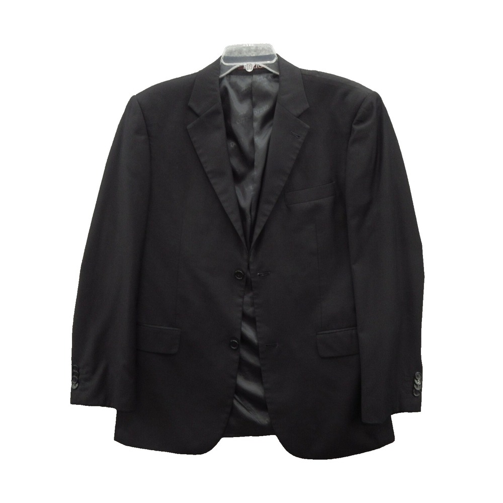 Tazio Men's Blazer Size 40R Black 120 Wool Single Breasted Double Vent Notch